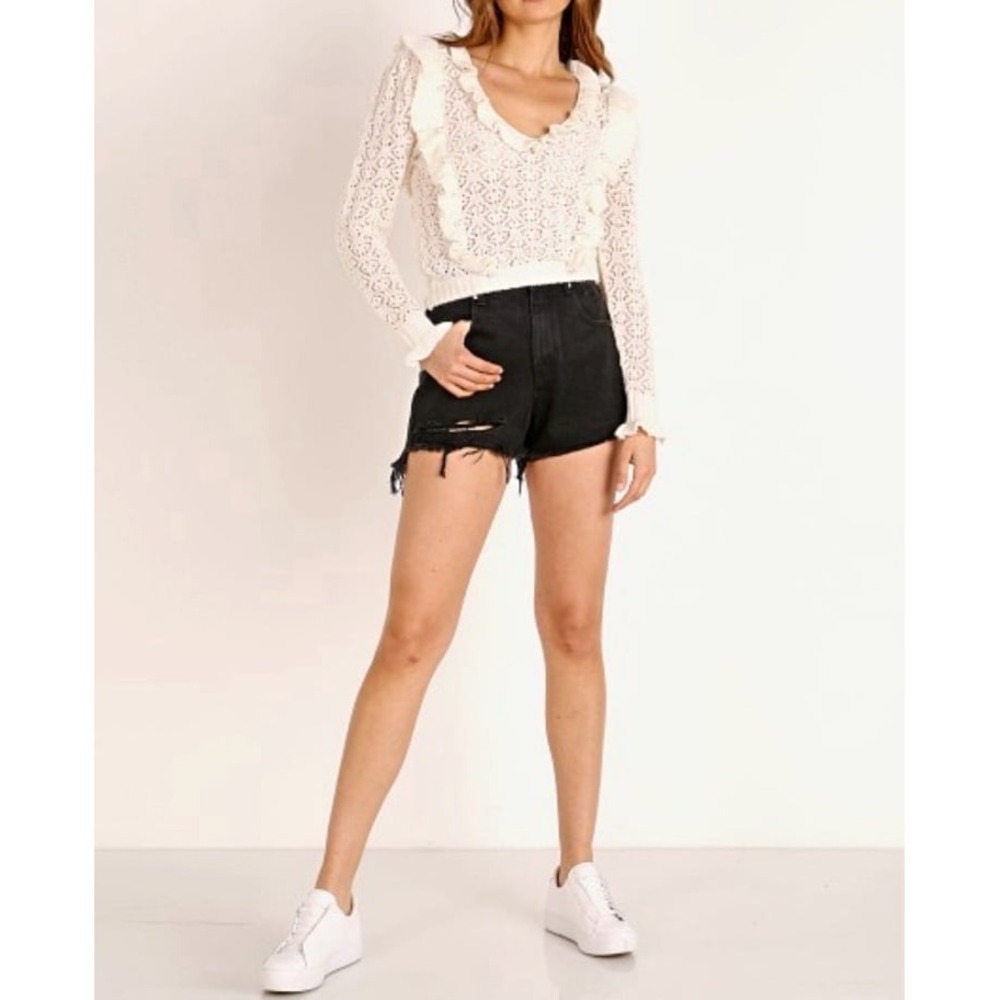 Rollas black cut off distressed shorts destroyed hems size 25 or US 2